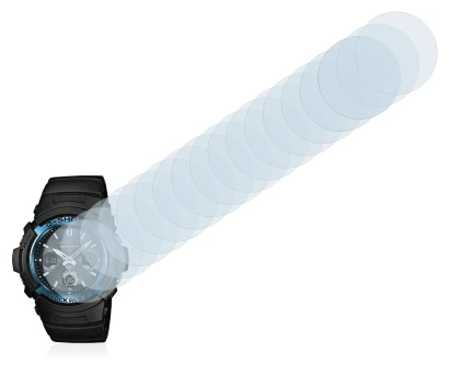 Immagine del dispositivo Casio AWG M100 con un'ampia varietà di protezioni per lo schermo.