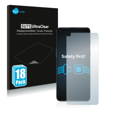 Parte frontale di una confezione del prodotto con il logo del marchio Savvies. Accanto è raffigurato il dispositivo OnePlus No