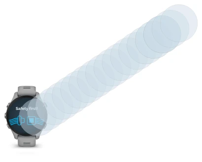 Immagine del dispositivo Garmin Forerunner 255S con un'ampia varietà di protezioni per lo schermo.