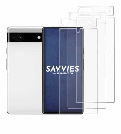 Immagine del dispositivo Google Pixel 6a (Fronte+Fotocamera) con un'ampia varietà di protezioni per lo schermo.