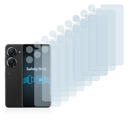 Immagine del dispositivo ASUS ZenFone 9 (Fronte+Fotocamera) con un'ampia varietà di protezioni per lo schermo.