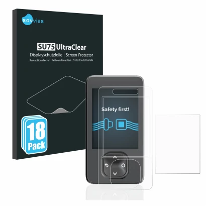Parte frontale di una confezione del prodotto con il logo del marchio Savvies. Accanto è raffigurato il dispositivo Dexcom G7 