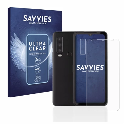 Parte frontale di una confezione del prodotto con il logo del marchio Savvies. Accanto è raffigurato il dispositivo Caterpilla