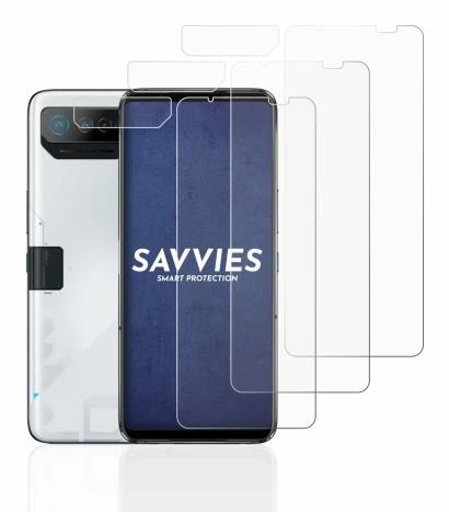 Immagine del dispositivo ASUS ROG Phone 7 (Fronte+Fotocamera) con un'ampia varietà di protezioni per lo schermo.