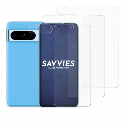 Immagine del dispositivo Google Pixel 8 Pro (Fronte+Fotocamera) con un'ampia varietà di protezioni per lo schermo.