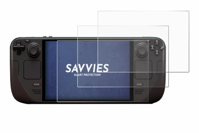 Immagine del dispositivo Valve Steam Deck OLED con un'ampia varietà di protezioni per lo schermo.
