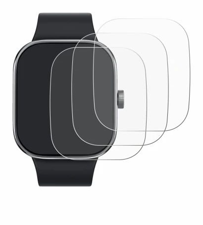 Immagine del dispositivo Xiaomi Redmi Watch 4 con un'ampia varietà di protezioni per lo schermo.