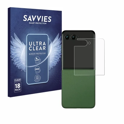 Parte frontale di una confezione del prodotto con il logo del marchio Savvies. Accanto è raffigurato il dispositivo Motorola R