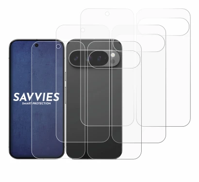 Immagine del dispositivo Google Pixel 9 Pro (Fronte+Retro) con un'ampia varietà di protezioni per lo schermo.