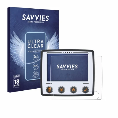 Parte frontale di una confezione del prodotto con il logo del marchio Savvies. Accanto è raffigurato il dispositivo Skytraxx 5