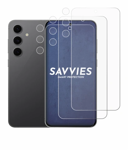 Immagine del dispositivo Samsung Galaxy S24 FE (Fronte+Fotocamera) con un'ampia varietà di protezioni per lo schermo.