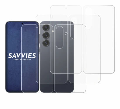 Immagine del dispositivo Samsung Galaxy S25 (Fronte+Retro) con un'ampia varietà di protezioni per lo schermo.