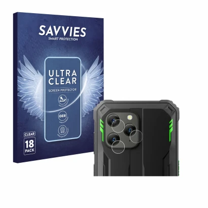 Parte frontale di una confezione del prodotto con il logo del marchio Savvies. Accanto è raffigurato il dispositivo Blackview 