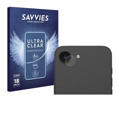 Parte frontale di una confezione del prodotto con il logo del marchio Savvies. Accanto è raffigurato il dispositivo Apple iPho