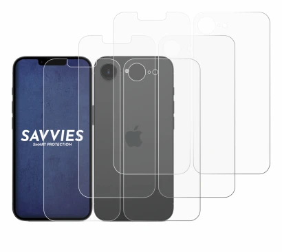 Immagine del dispositivo Apple iPhone 16e (Fronte+Retro) con un'ampia varietà di protezioni per lo schermo.