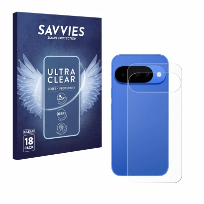 Parte frontale di una confezione del prodotto con il logo del marchio Savvies. Accanto è raffigurato il dispositivo Google Pix