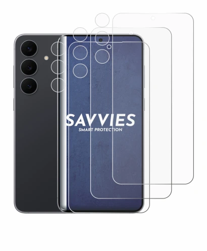 Immagine del dispositivo Samsung Galaxy S25 FE (Fronte+Fotocamera) con un'ampia varietà di protezioni per lo schermo.