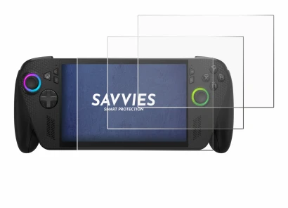 Immagine del dispositivo ASUS ROG Ally X 2025 con un'ampia varietà di protezioni per lo schermo.