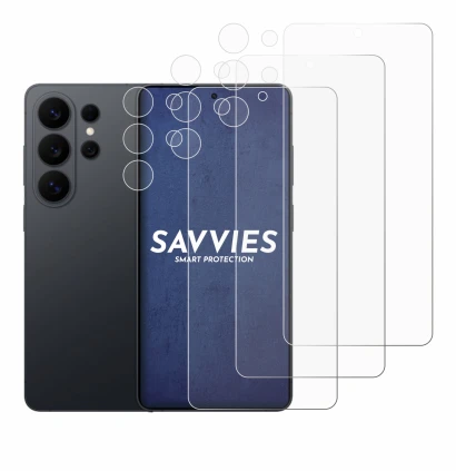 Immagine del dispositivo Samsung Galaxy S26 Ultra (Fronte+Fotocamera) con un'ampia varietà di protezioni per lo schermo.