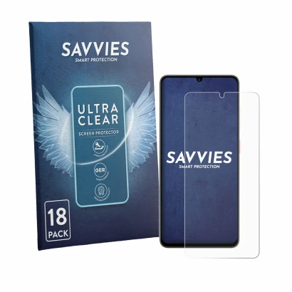 Parte frontale di una confezione del prodotto con il logo del marchio Savvies. Accanto è raffigurato il dispositivo ZTE Blade 