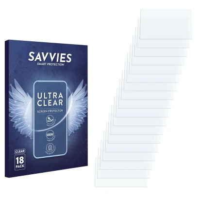 Parte frontale di una confezione del prodotto con il logo del marchio Savvies. Accanto si trova la protezione per lo schermo c