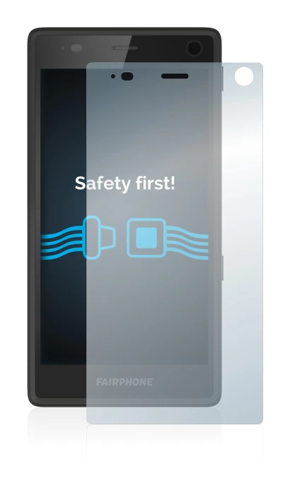 Immagine del dispositivo Fairphone 2 con un'ampia varietà di protezioni per lo schermo.