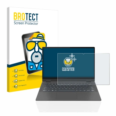 Parte frontale di una confezione del prodotto con il logo del marchio BROTECT. Accanto è raffigurato il dispositivo Lenovo Ide