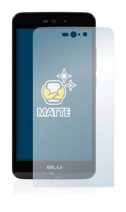 Immagine del dispositivo BLU Dash X LTE con un'ampia varietà di protezioni per lo schermo.