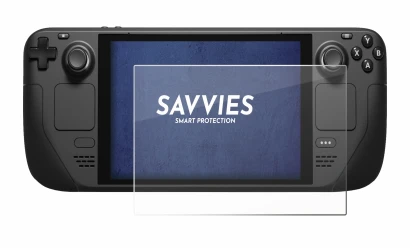 Immagine del dispositivo Valve Steam Deck con un'ampia varietà di protezioni per lo schermo.