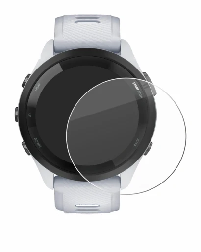 Immagine del dispositivo Garmin Forerunner 265 (46 mm) con un'ampia varietà di protezioni per lo schermo.