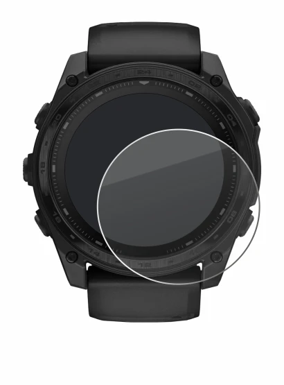 Immagine del dispositivo Garmin Tactix 8 Solar (51 mm) con un'ampia varietà di protezioni per lo schermo.