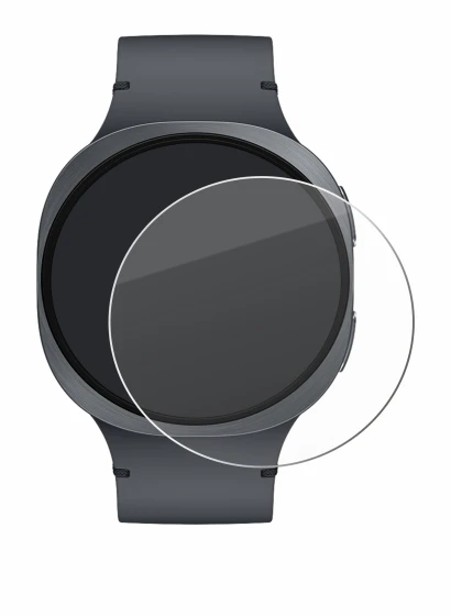 Immagine del dispositivo Samsung Galaxy Watch 8 (44 mm) con un'ampia varietà di protezioni per lo schermo.