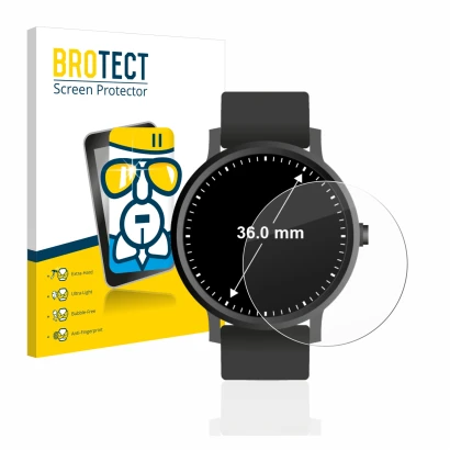Parte frontale di una confezione del prodotto con il logo del marchio BROTECT. Accanto è raffigurato il dispositivo Orologi (C