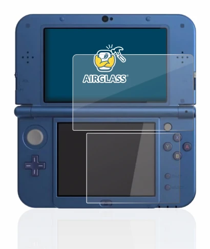 Immagine del dispositivo Nintendo New 3DS XL con un'ampia varietà di protezioni per lo schermo.
