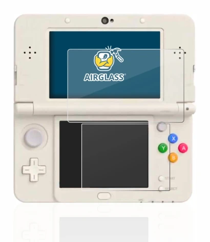 Immagine del dispositivo Nintendo New 3DS con un'ampia varietà di protezioni per lo schermo.