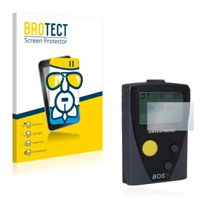 Parte frontale di una confezione del prodotto con il logo del marchio BROTECT. Accanto è raffigurato il dispositivo Swissphone