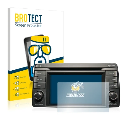 Parte frontale di una confezione del prodotto con il logo del marchio BROTECT. Accanto è raffigurato il dispositivo Mazda CX-5