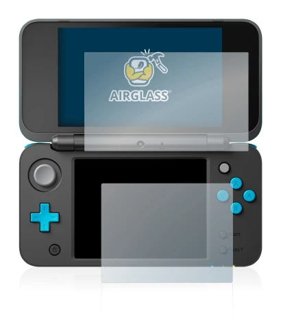 Immagine del dispositivo Nintendo 2DS XL con un'ampia varietà di protezioni per lo schermo.
