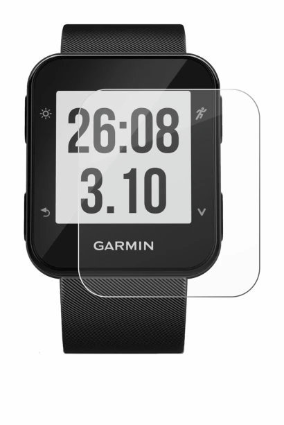 Immagine del dispositivo Garmin Forerunner 30 con un'ampia varietà di protezioni per lo schermo.