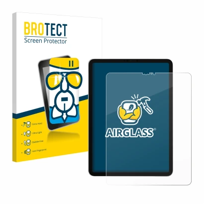 Parte frontale di una confezione del prodotto con il logo del marchio BROTECT. Accanto è raffigurato il dispositivo Apple iPad