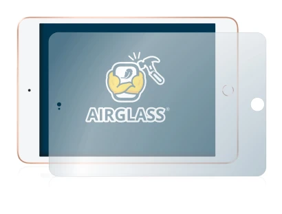 Immagine del dispositivo Apple iPad Mini 5 2019 (in formato orizzontale, 5a Gen.) con un'ampia varietà di protezioni per lo sc