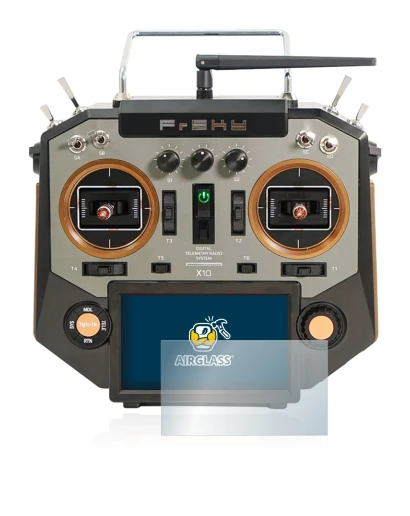 Immagine del dispositivo FrSky Horus X10 con un'ampia varietà di protezioni per lo schermo.