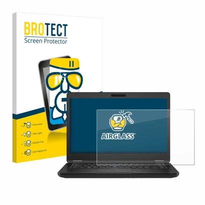 Parte frontale di una confezione del prodotto con il logo del marchio BROTECT. Accanto è raffigurato il dispositivo Dell Latit