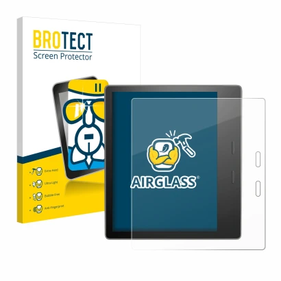 Parte frontale di una confezione del prodotto con il logo del marchio BROTECT. Accanto è raffigurato il dispositivo Amazon Kin