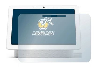 Immagine del dispositivo Google Nest Hub Max con un'ampia varietà di protezioni per lo schermo.