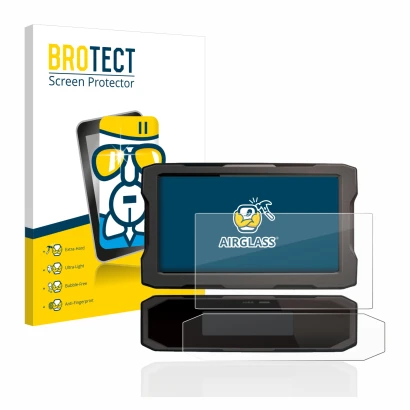 Parte frontale di una confezione del prodotto con il logo del marchio BROTECT. Accanto è raffigurato il dispositivo Honda CRF1