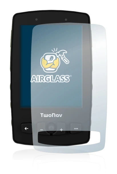 Immagine del dispositivo TwoNav Aventura 2 con un'ampia varietà di protezioni per lo schermo.