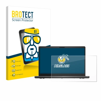 Parte frontale di una confezione del prodotto con il logo del marchio BROTECT. Accanto è raffigurato il dispositivo Dell Latit