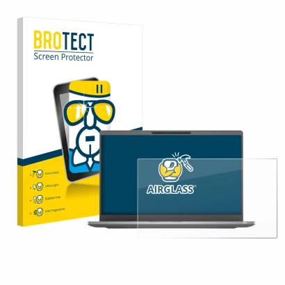 Parte frontale di una confezione del prodotto con il logo del marchio BROTECT. Accanto è raffigurato il dispositivo Dell Latit