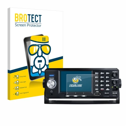 Parte frontale di una confezione del prodotto con il logo del marchio BROTECT. Accanto è raffigurato il dispositivo Uniden SDS